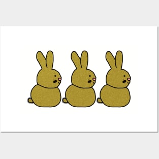 Three Gold Metallic Easter Bunny Rabbits Posters and Art